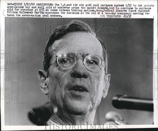 1968 William McChesney Martin, Federal Reserve Board Chairman-Historic Images
