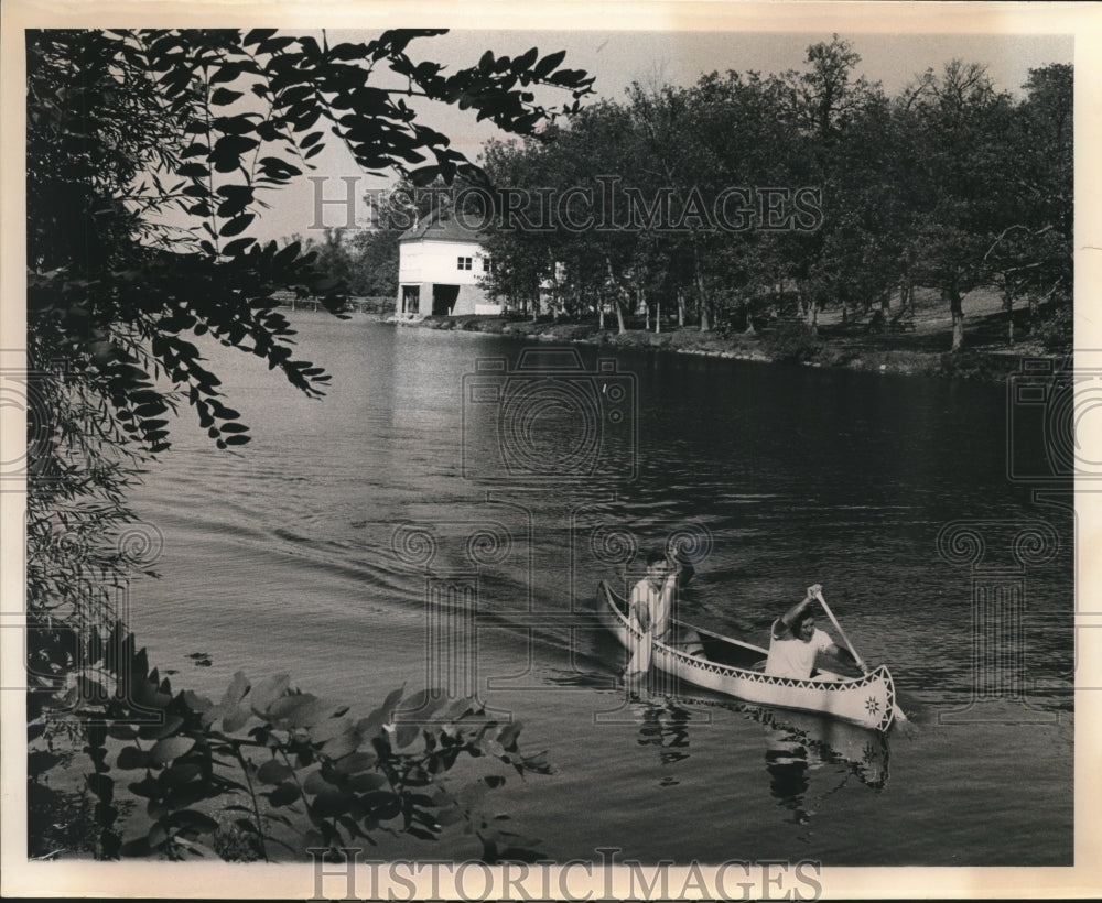 1963 Press Photo Canoeists in Rock River in Mayville, Wisconsin - mjb32187 - Historic Images