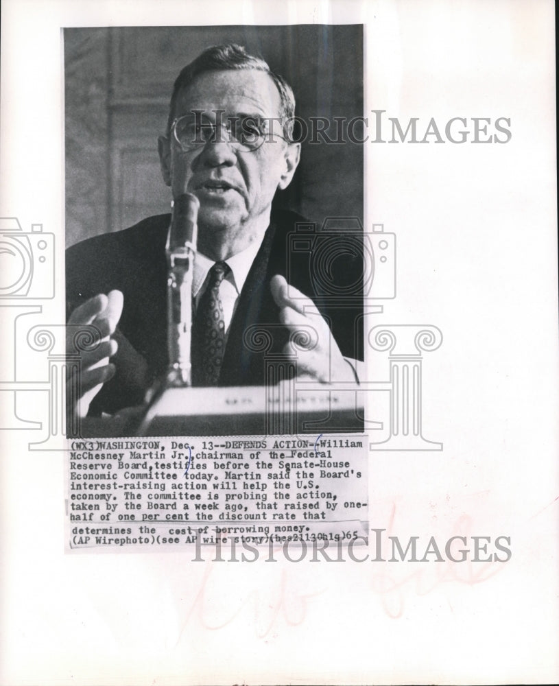 1965 Press Photo William McChesney Martin Jr, Chairman of Federal Reserve Board - Historic Images