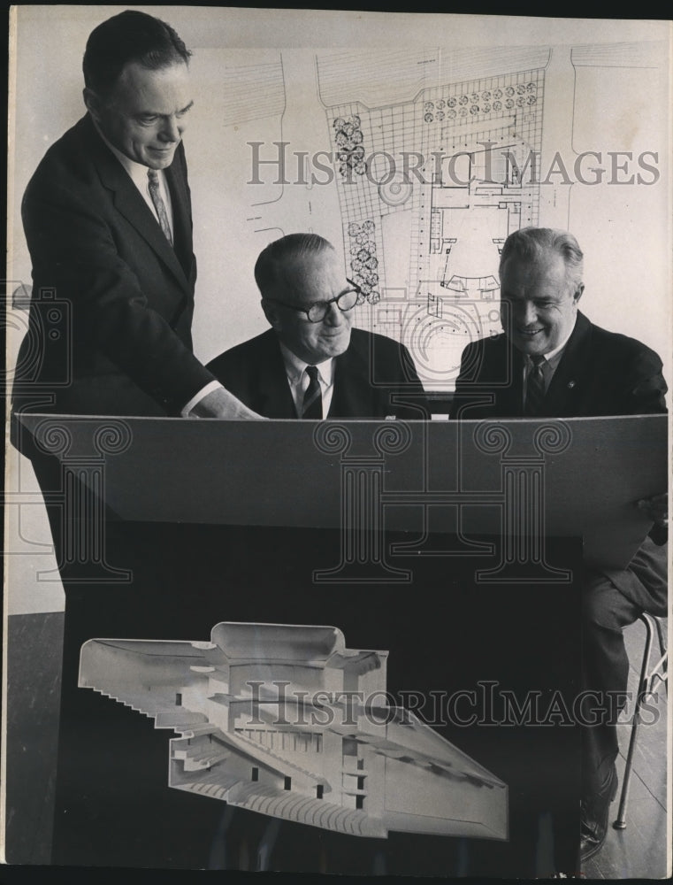 1963 Press Photo Men discuss Milwaukee music hall floor plans - mjb32531 - Historic Images