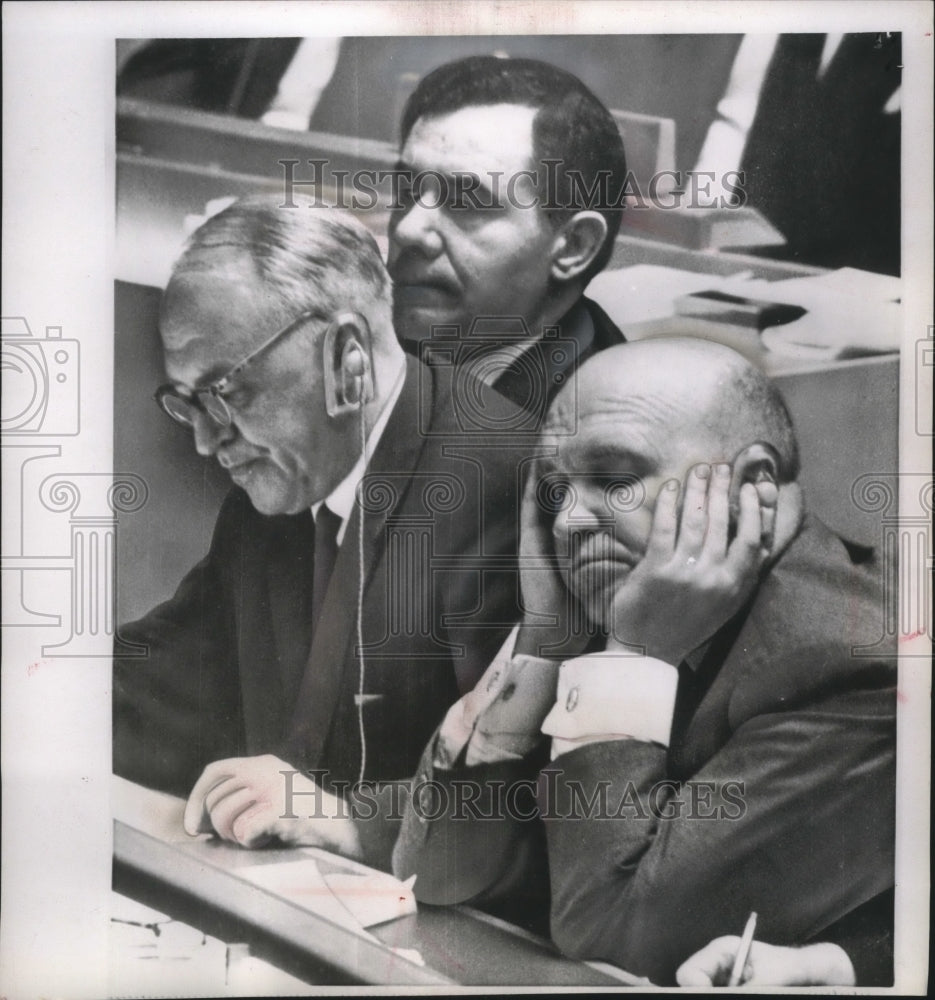 1961 Press Photo Soviet foreign minister, Andei Gromyko at U.N. meeting - Historic Images