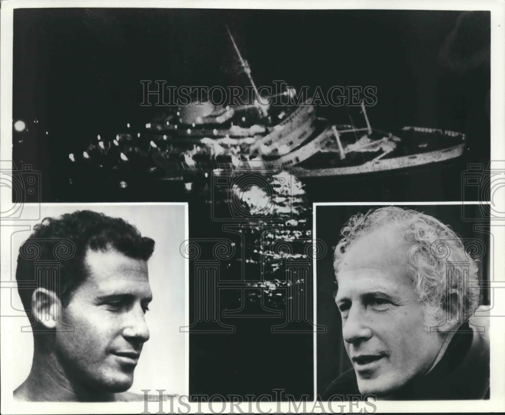 1976 Press Photo Film Maker and Explorer Peter Gimbel and the Andrea Doria Liner - Historic Images