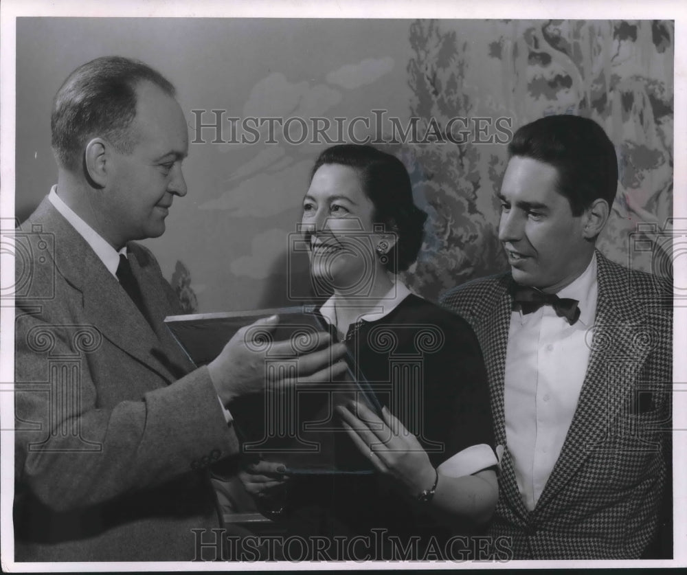 1955 Press Photo Advancement of Architecture Awards Presented to WTMJ-TV Staff- Historic Images