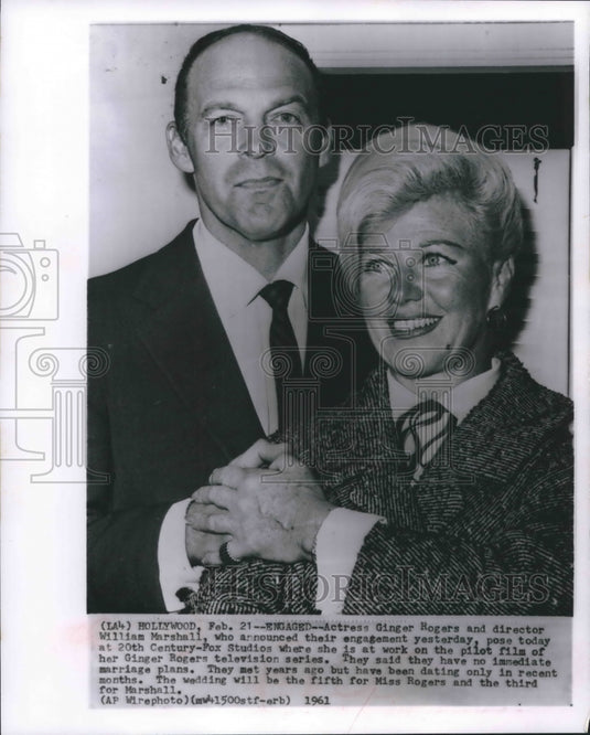 1961 Actress Ginger Rogers and Director William Marshall engaged-Historic Images