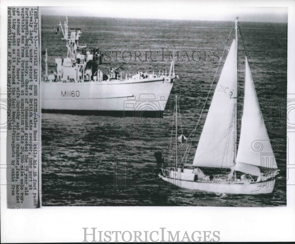 1968 Press Photo Alec Rose&#39;s Ketch &quot;Lively Lady&quot; after Around the World Voyage-Historic Images