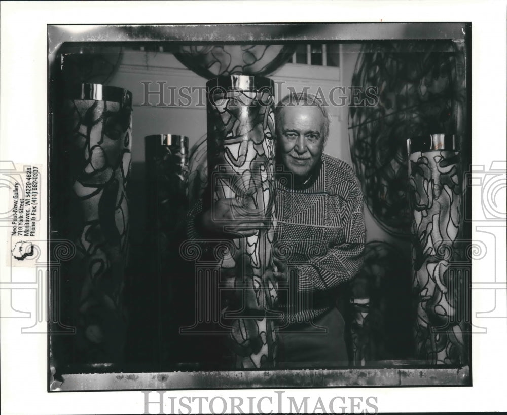 1993 Rudy Rotter, makes art every day despite arthritis, Manitowoc.-Historic Images