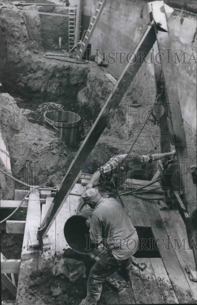 1956 Press Photo Foundation Construction for Marquette Dental School Addition-Historic Images