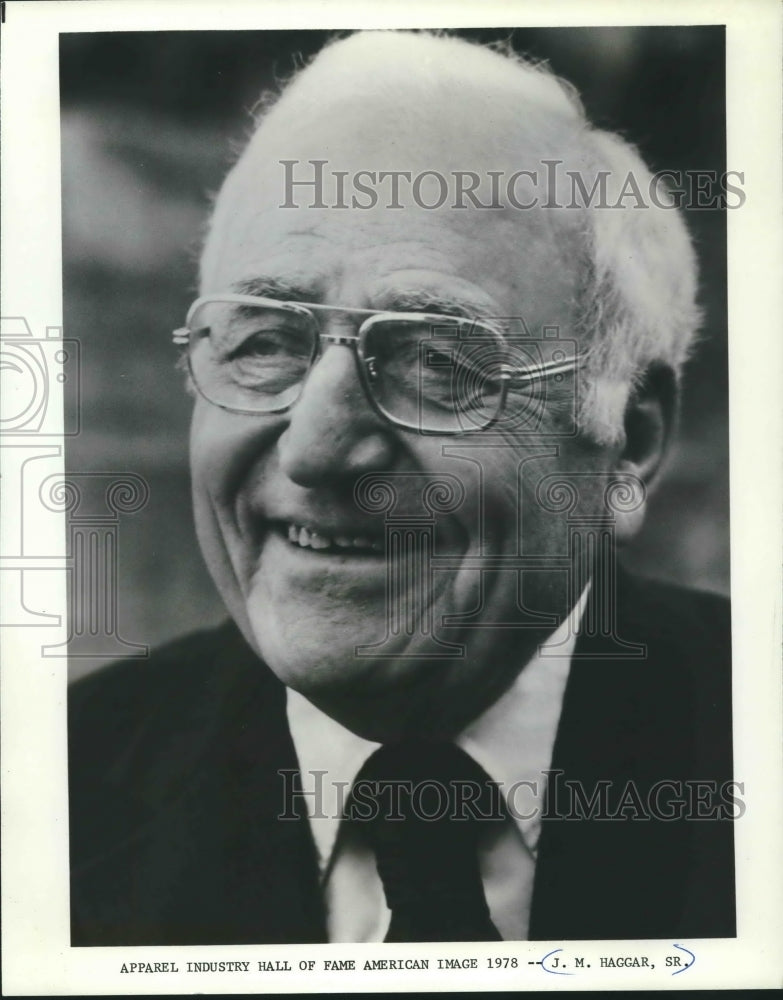 1978 Press Photo Senior J. M. Haggar of Apparel Industry Hall of Fame - Historic Images