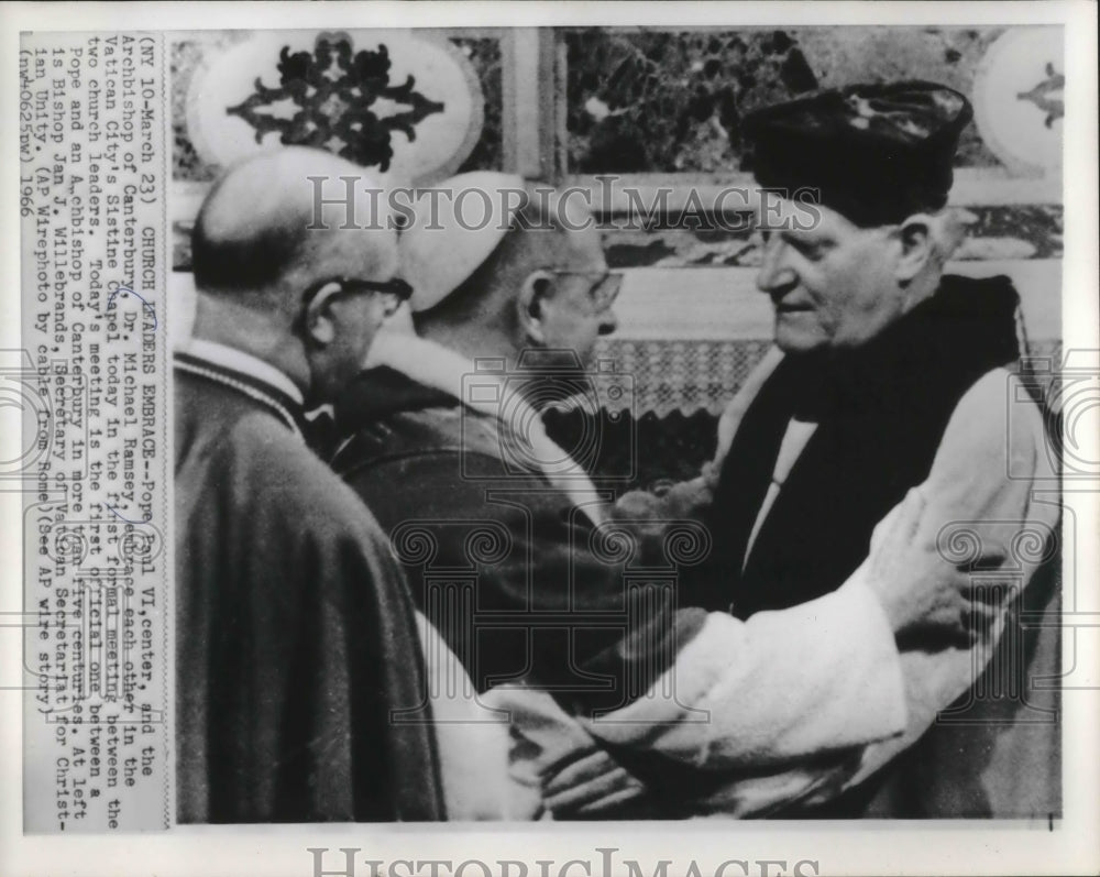 1966 Press Photo Pope Paul VI &amp; Archbishop of Canterbury First Formal Meeting-Historic Images