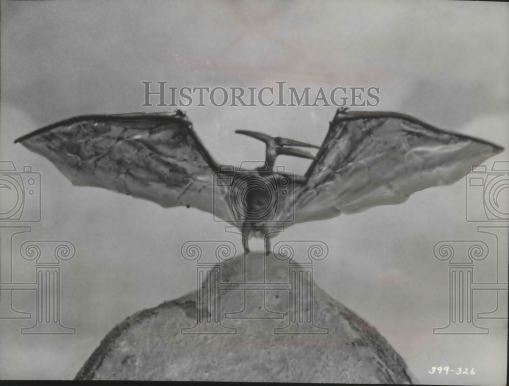 1966 Press Photo Replica of Pteranodon, has wings equipped with claws. - Historic Images
