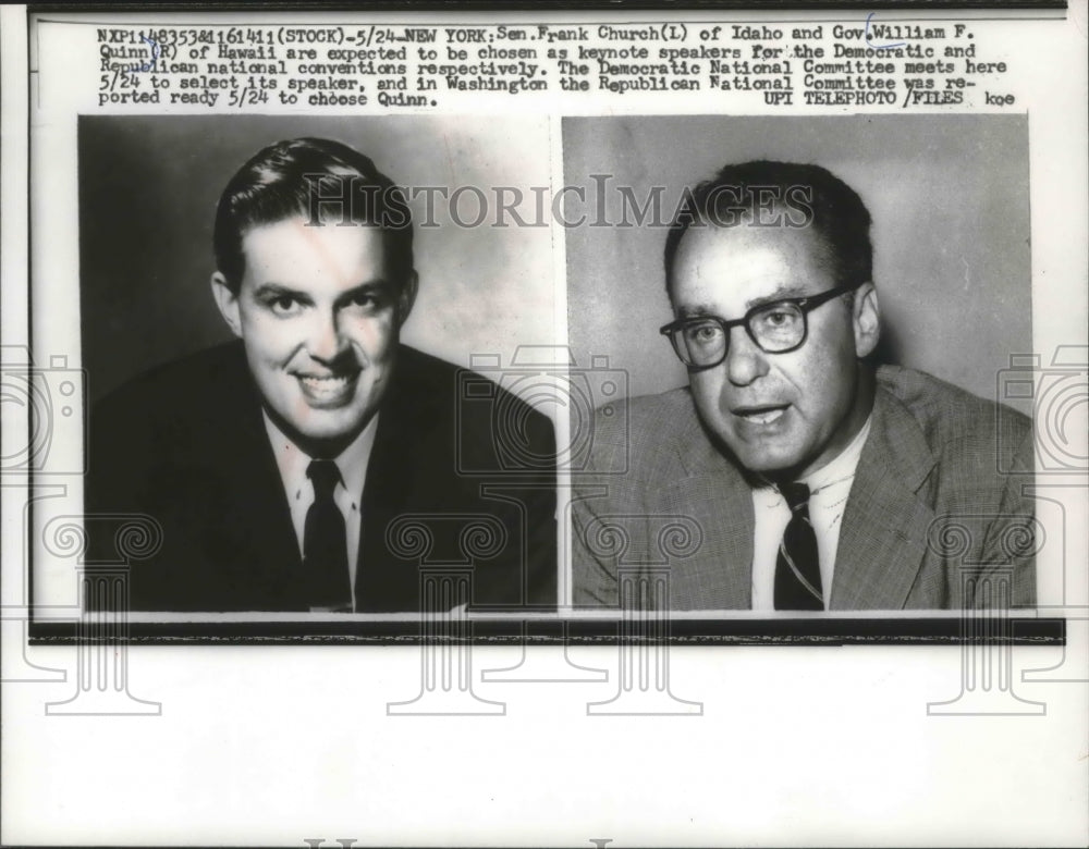 1960 Press Photo Frank Church, senator of Idaho and William Quinn gov. of Hawaii - Historic Images