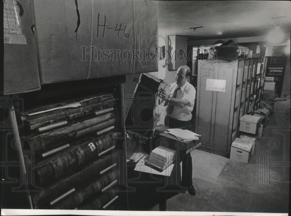 1977 Donald Thorgaard, deputy clerk in evidence room, Milwaukee.-Historic Images