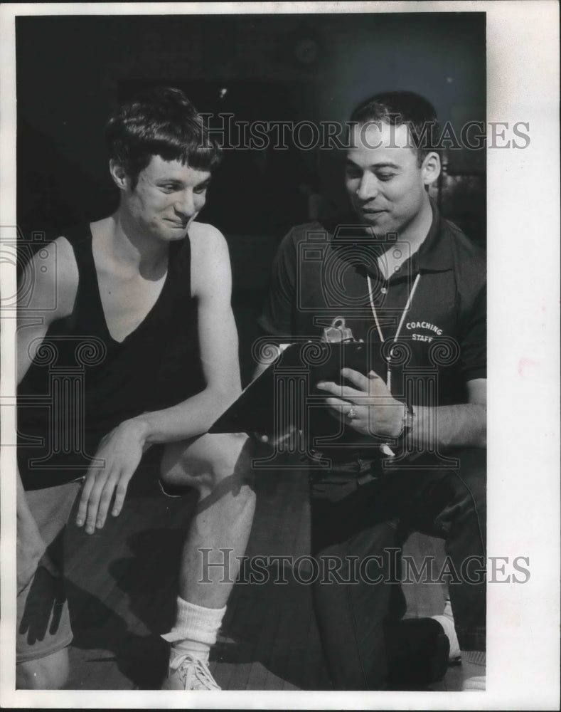 1969 coach Dave Rhodes with basketball player at Messmer High School-Historic Images