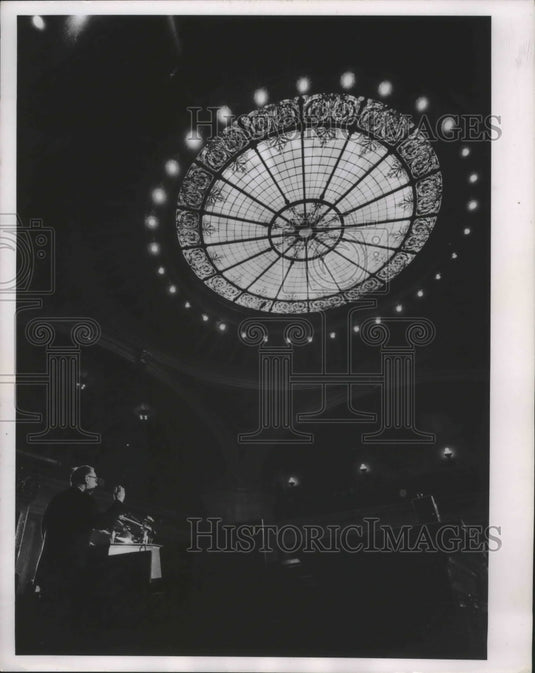 1963 Governor John Reynolds in Assembly Chamber, Milwaukee Wisconsin-Historic Images