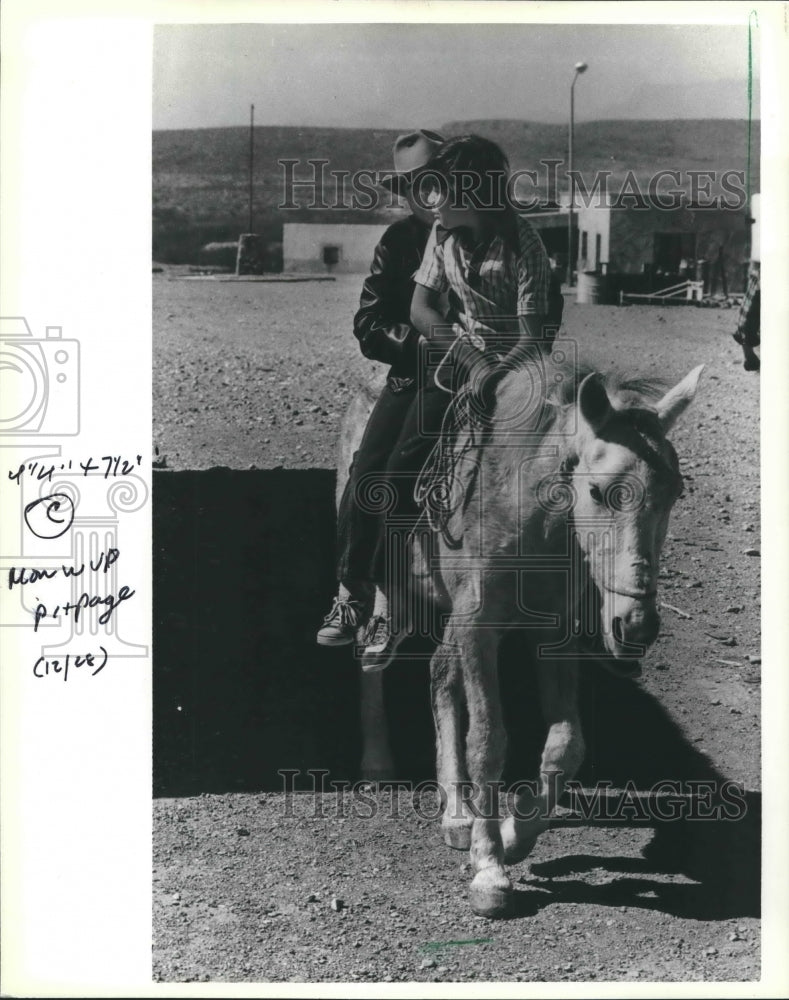 1981 young men on a burro in Village of Boquillas in Mexico-Historic Images