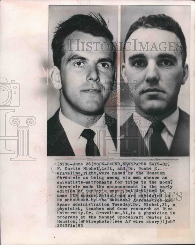 1965 Press Photo Astronauts Dr. F. Curtis Michel &amp; Dr. Duane E. Graveline-Historic Images