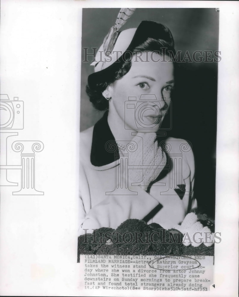 1951 Press Photo Actress Kathryn Grayson, Santa Monica, California - mjb45278 - Historic Images