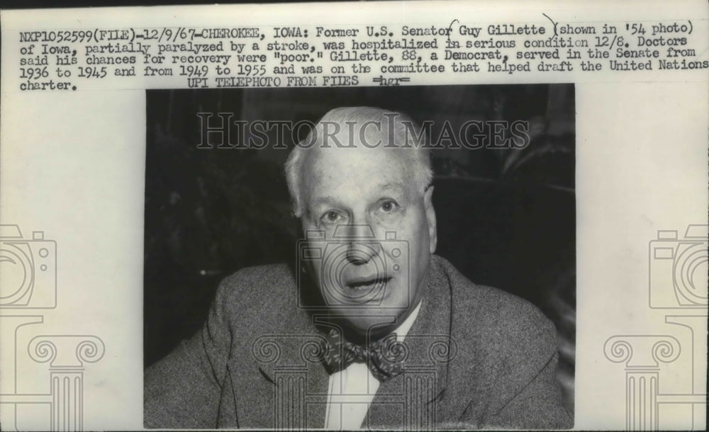 1954 Press Photo Former Iowa, United States Senator, Guy Gillette - mjb45592-Historic Images