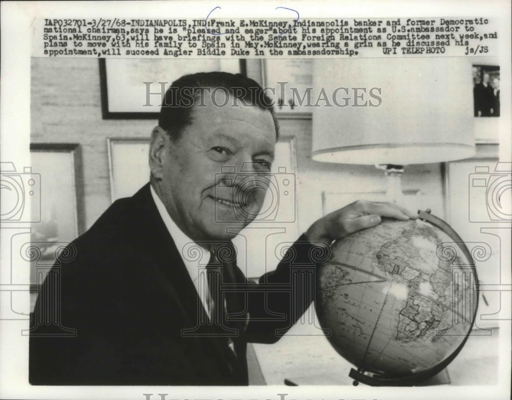 1968 Press Photo Frank E. McKinney, appointed United State&#39;s ambassador to Spain-Historic Images