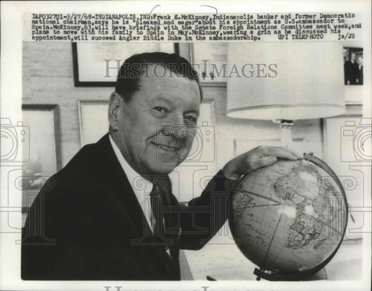 1968 Press Photo Frank E. McKinney, appointed United State's ambassador to Spain-Historic Images