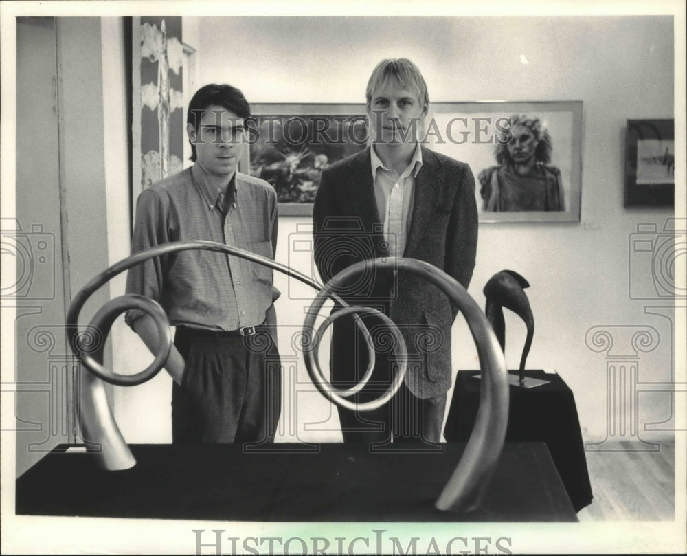 Art exhibitors Kent Mueller and Dean Olsen in Wright Street Gallery-Historic Images