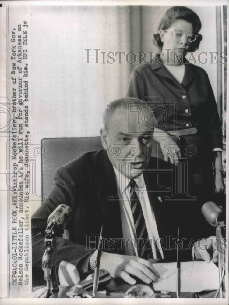 1964 Press Photo Winthrop Rockefeller And Wife Jeanette In Little Rock, Arkansas - Historic Images