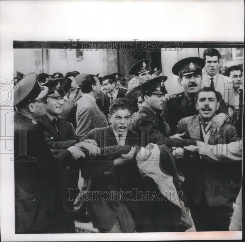1956 Police tangle with student demonstrators in Athens, Greece.-Historic Images