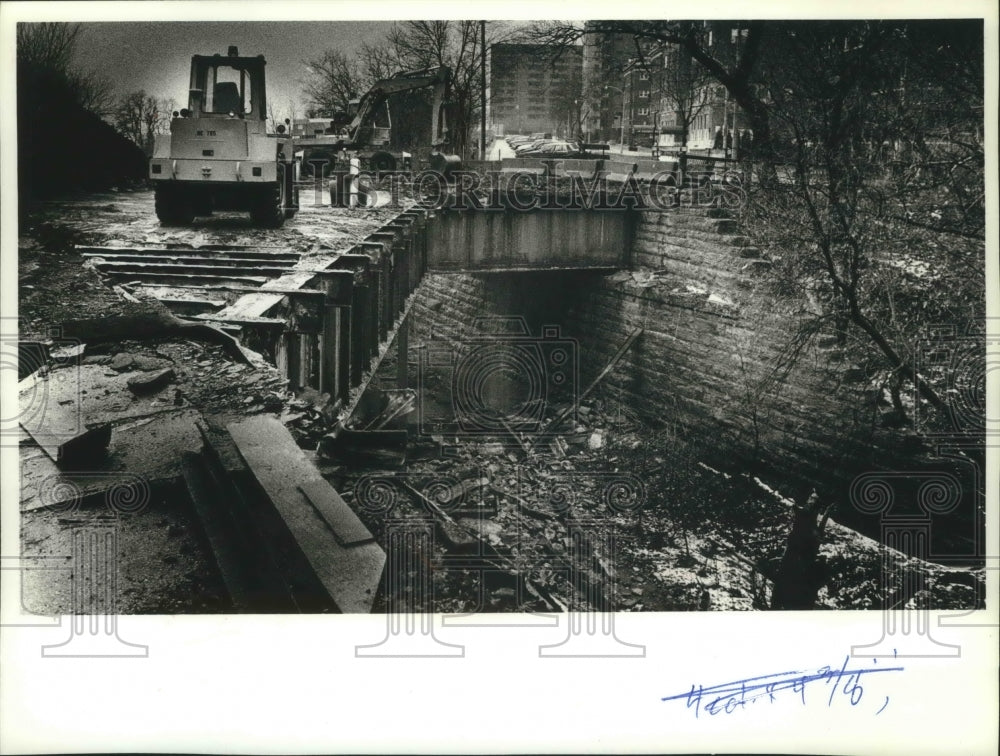 1990 Workers Demolish Old Bridge For Replacement In Milwaukee-Historic Images