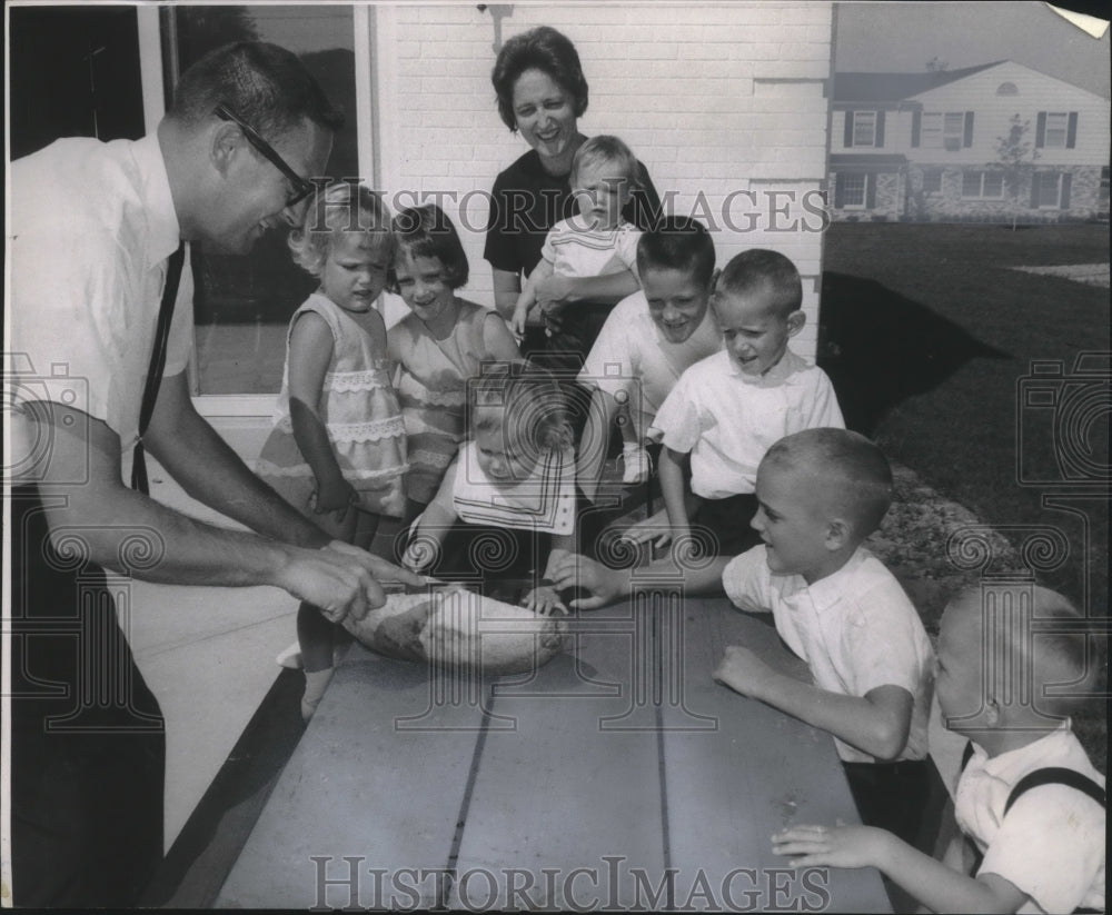 1962 Bob Herzog Slices Half Of A Watermelon With His Family-Historic Images