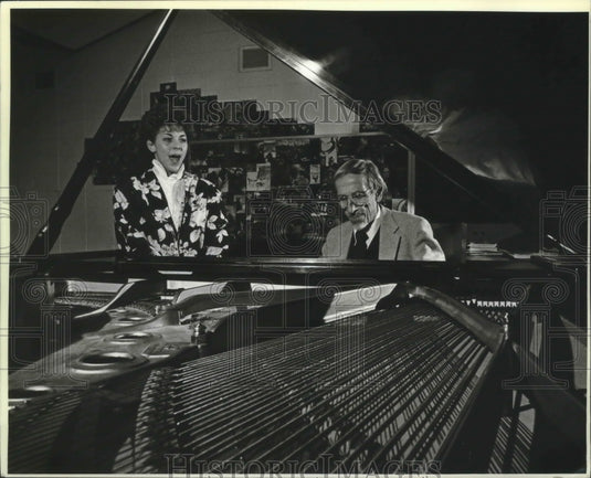 1986 Heather Hanson and Bob Stoll rehearse for WI Miss Teen Pageant-Historic Images