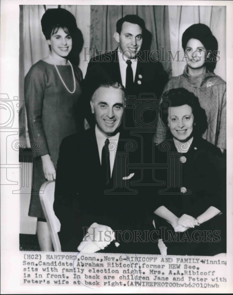 1962 Press Photo Connecticut Senator Abraham Ribicoff and family - mjb48414 - Historic Images