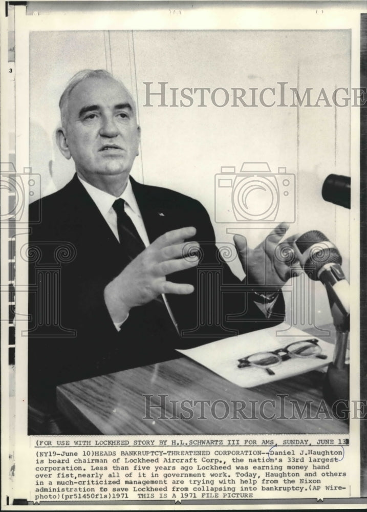 1971 Press Photo Daniel J. Haughton, chairman of Lockheed Aircraft Corporation. - Historic Images