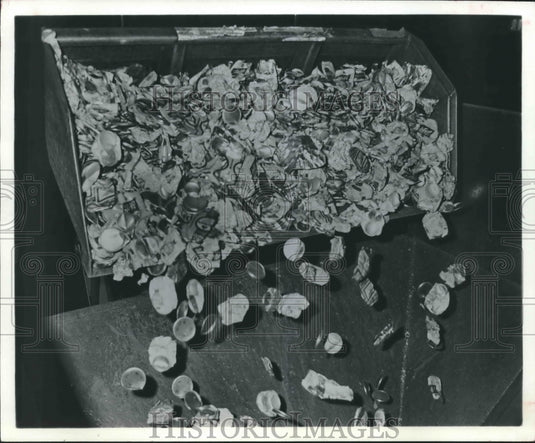 1979 Aluminum Cans In Hopper At Reynolds Aluminum Recycling Co.-Historic Images