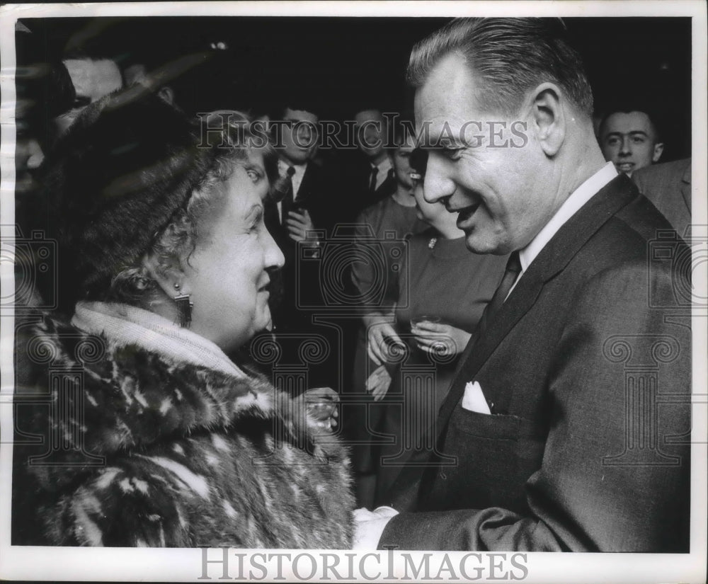 1963 Clara Rader of Plymouth greets Nelson Rockefeller in Milwaukee-Historic Images