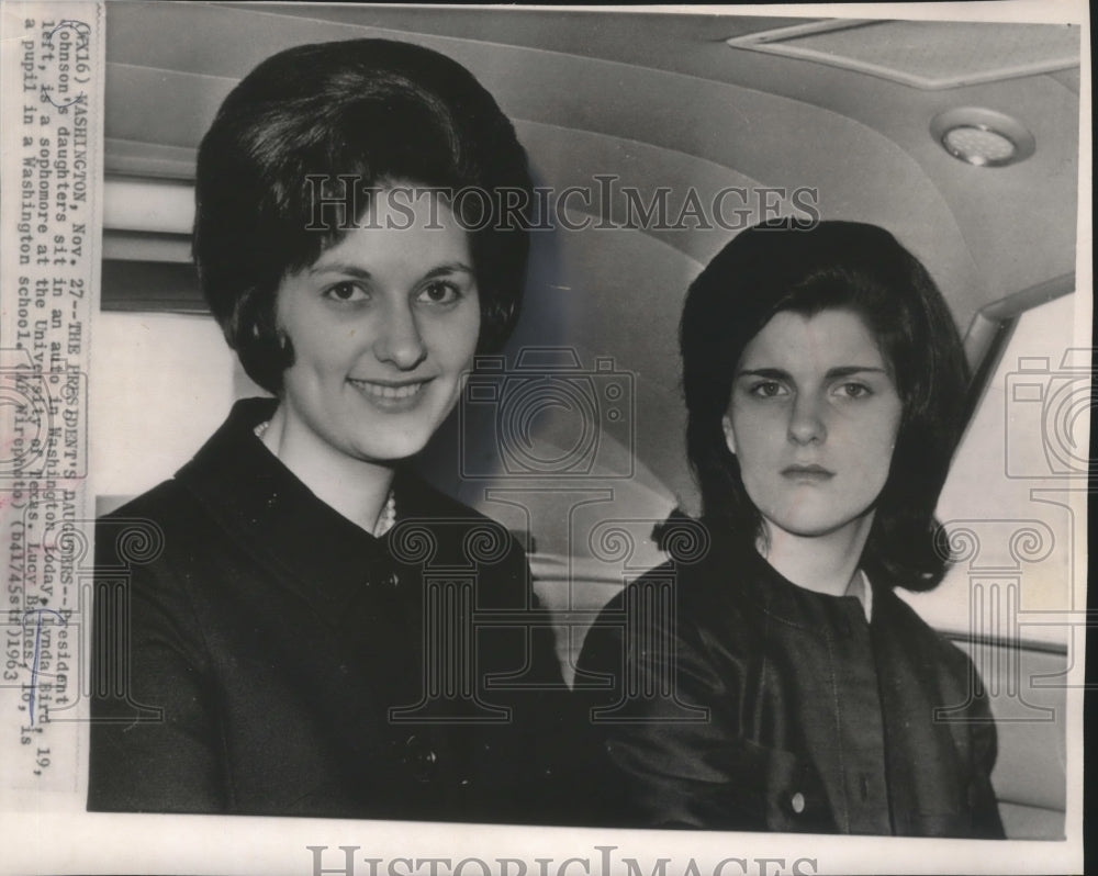 1963 Press Photo U.S. President Johnson&#39;s daughters, Lynda and Lucy, in D.C.-Historic Images