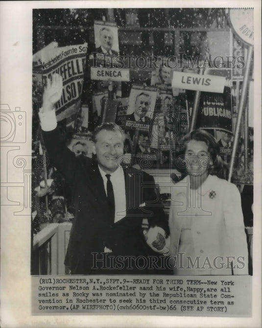 1966 Press Photo Mr. & Mrs. Rockefeller at Republican State Convention-Rochester - Historic Images