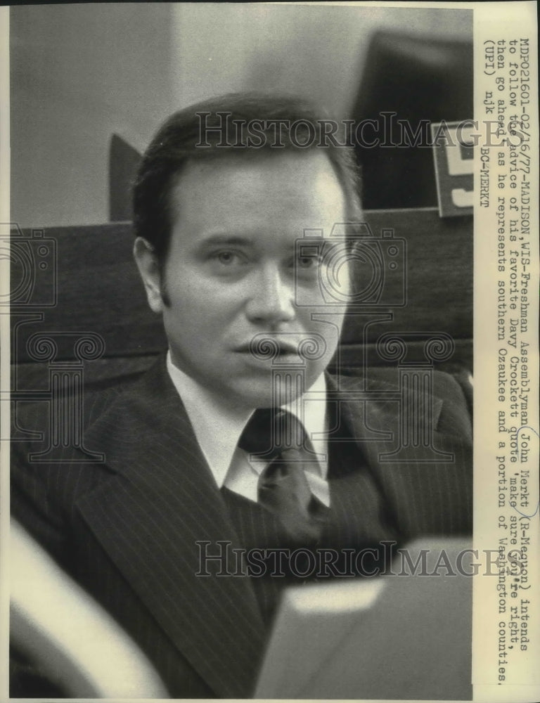 1977 Freshman Assemblyman John Merkt of Mequon, Wisconsin.-Historic Images