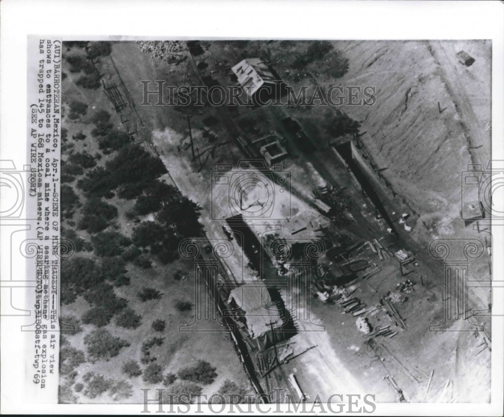 1969 Press Photo Air View Of Mexican Coal Mine Where Gas Explosion Occurred- Historic Images