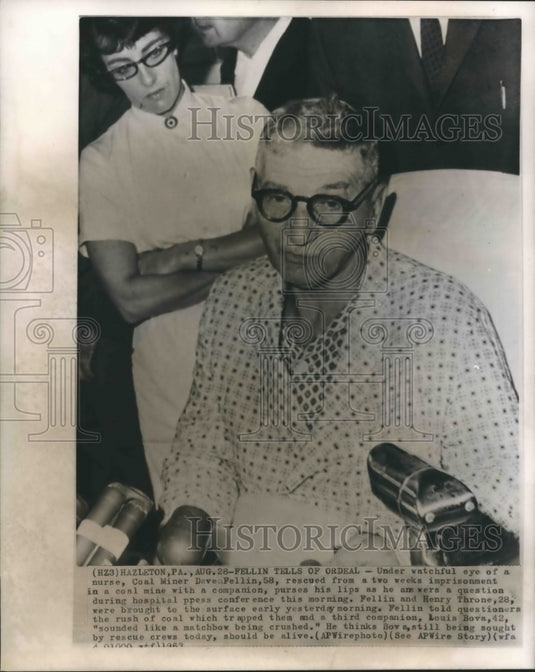 1963 Press Photo Hazelton PA coal miner Dave Fellin tells mine disaster ordeal-Historic Images