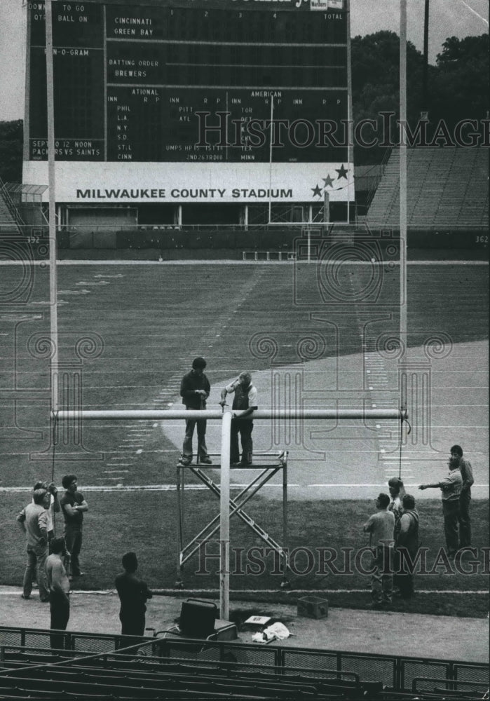 1978 Milwaukee Stadium transformed from baseball to football field-Historic Images