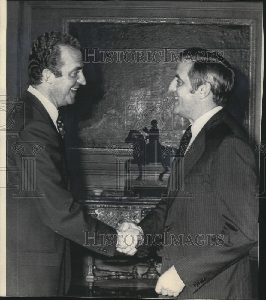 1977 Press Photo Vice President Mondale with Spain Prime Minister Adolfo Suarez - Historic Images