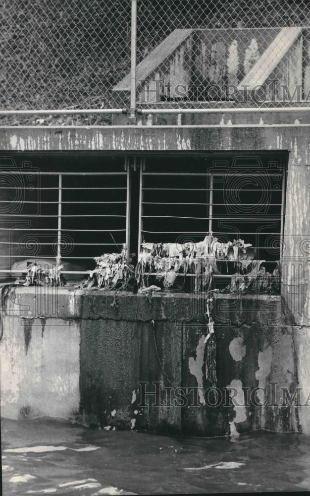 1986 Press Photo Sewer drain south of the North Ave. Dam in Milwaukee - Historic Images