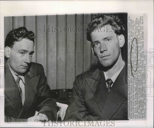 1956 Press Photo Arley Pate & Aaron Wilson return to the U.S. after imprisonment - Historic Images