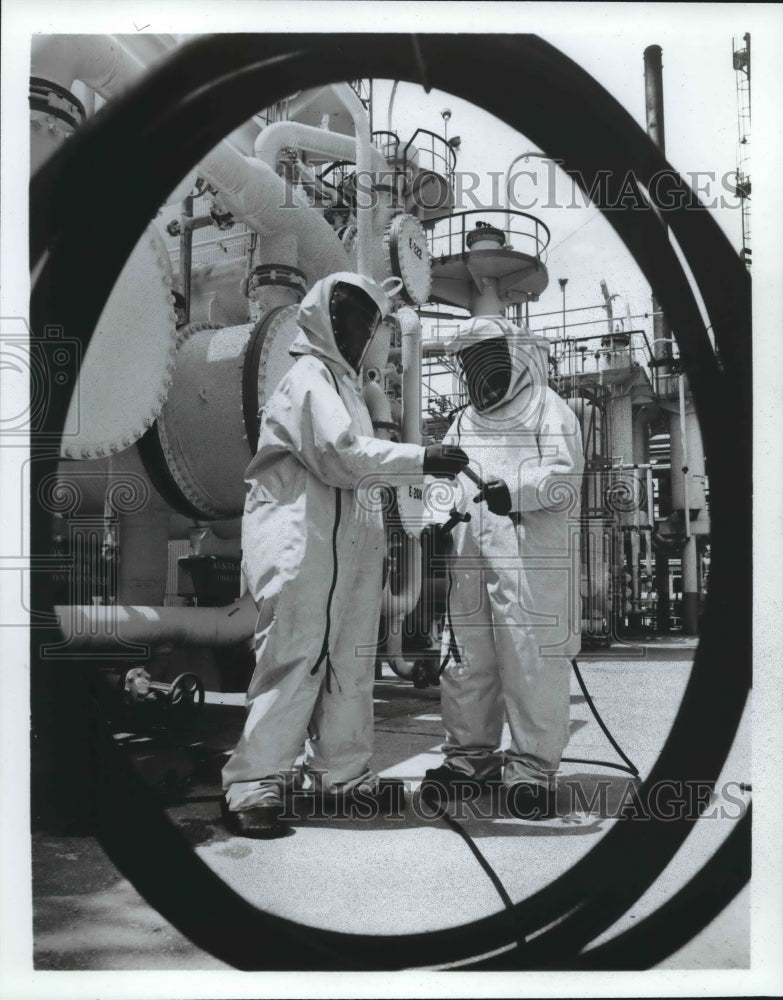 1978 Tennece Oil refinery workers rehearse for emergency, Louisiana.-Historic Images