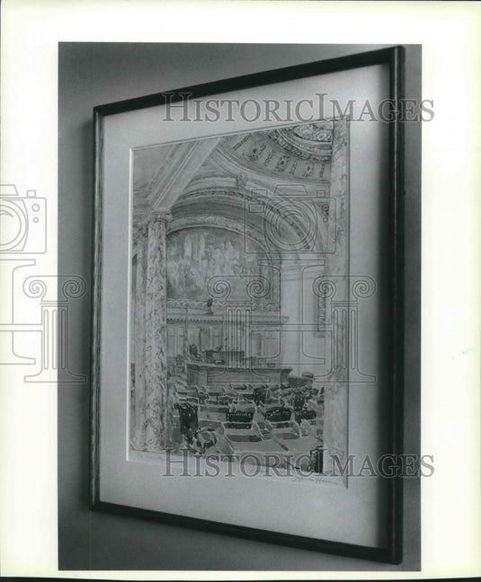 1986 Suzanne Hoover painting of empty Assembly Chamber-Historic Images