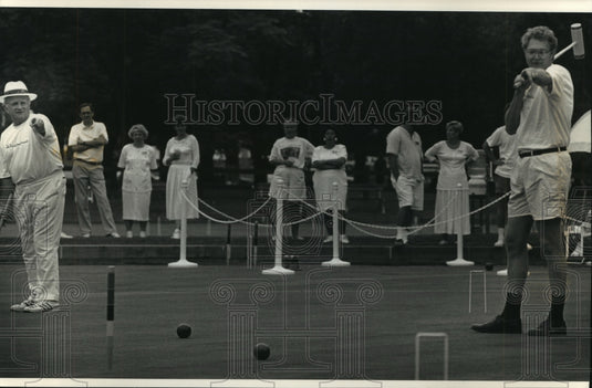 1993 Press Photo Penfield Croquet Tournament Promotion Lake Park Lawn Court - Historic Images