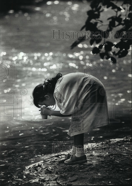 1991 Megan Sommers on nature walk, Menomonee River, Wauwatosa, WI-Historic Images