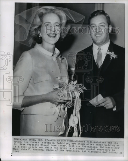 1969 Press Photo Leticia K. Baldridge marries Robert Hollensteiner in New York - Historic Images