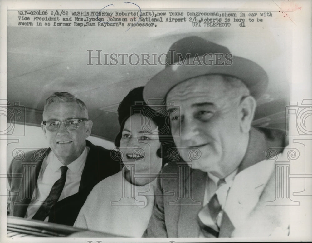 1962 Press Photo Ray Roberts with Vice President and Mrs. Lyndon Johnson-Historic Images