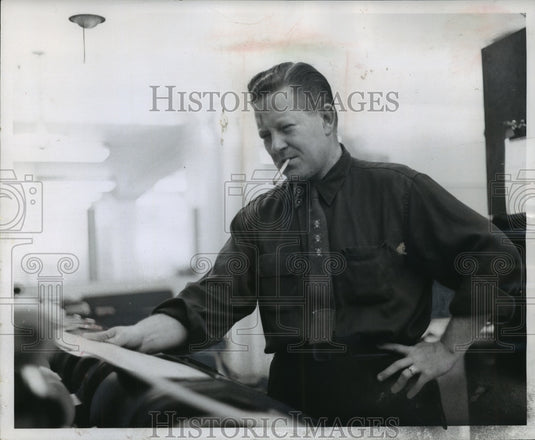 1956 Author Dion Henderson by printer at Milwaukee Associated Press-Historic Images